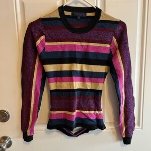 Rachel Glittery Striped Crew Neck Top - Pink, Gold, Black